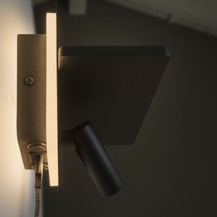 Ideal Lux - Светодиодный настенный точечный светильник PIANO LED/11,5W/230V USB черный