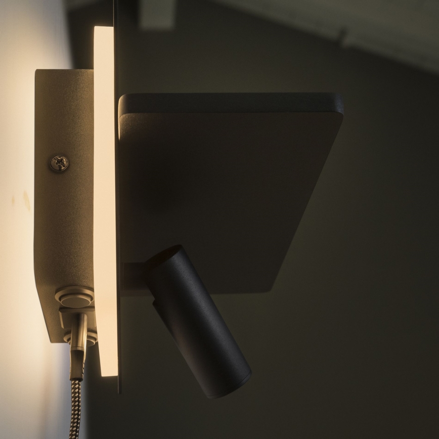 Ideal Lux - Светодиодный настенный точечный светильник PIANO LED/11,5W/230V USB черный