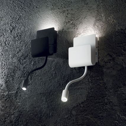 Ideal Lux - Светодиодный настенный точечный светильник с гибкой маленькой лампой PROBE LED/9,5W/230V USB CRI 90 черный