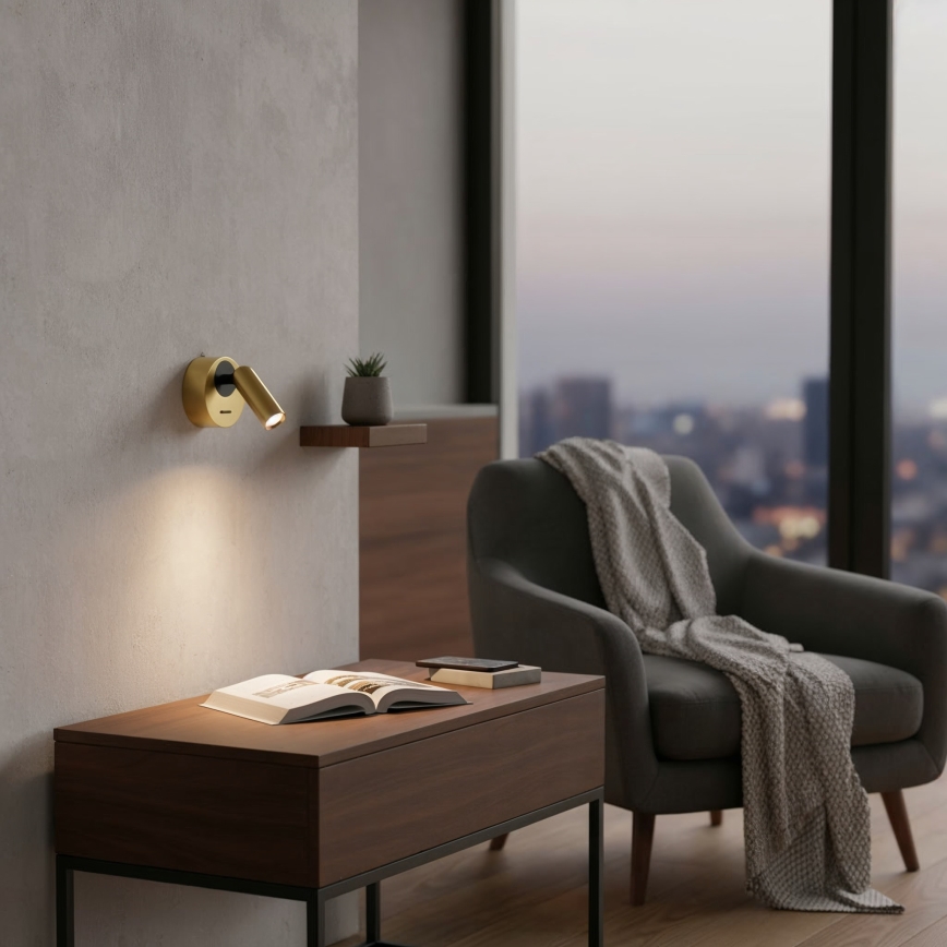 Ideal Lux - Светодиодный настенный точечный светильник BEAN LED/3W/230V CRI 90 латунь