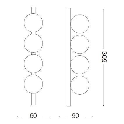 Ideal Lux - Светодиодный потолочный светильник PING PONG 4xLED/3W/230V CRI 90 латунь