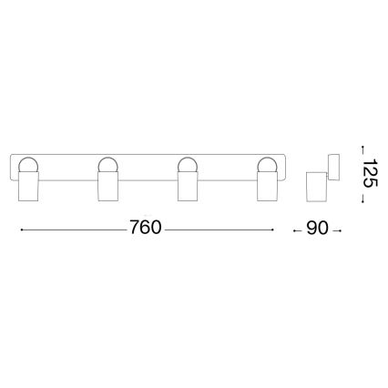 Ideal Lux - Светодиодный точечный светильник RUDY 4xGU10/7W/230V CRI 90 черный