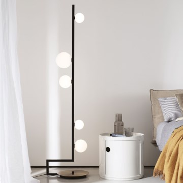 Ideal Lux - Светодиодный торшер BIRDS 5xG9/3W/230V черный/золотистый