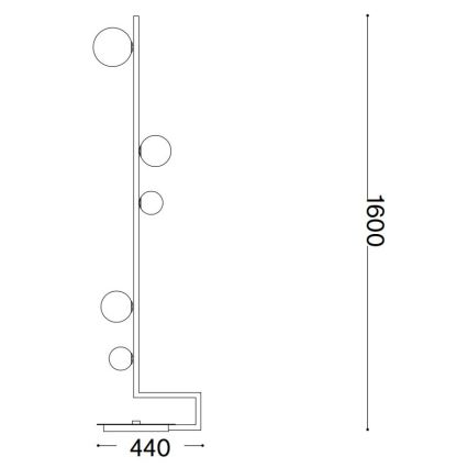 Ideal Lux - Светодиодный торшер BIRDS 5xG9/3W/230V черный/золотистый