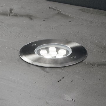 Ideal Lux - Светодиодный тротуарный светильник FLOOR LED/6W/230V диаметр 12 см CRI 90 IP67 блестящий хром