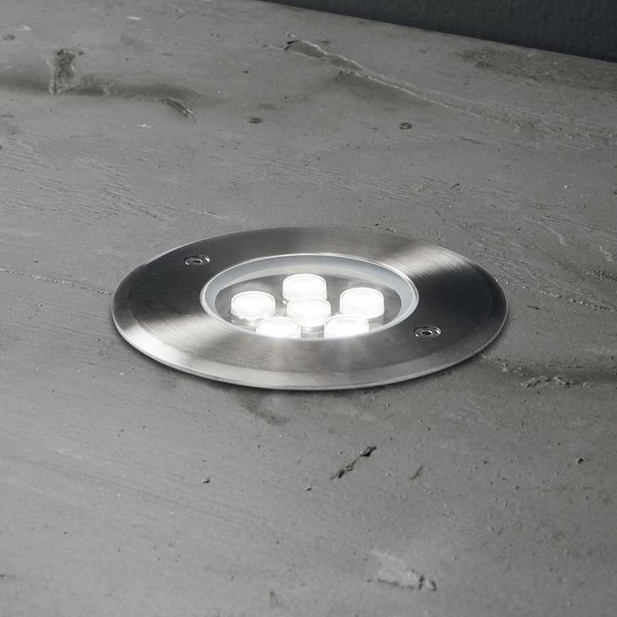 Ideal Lux - Светодиодный тротуарный светильник FLOOR LED/6W/230V диаметр 12 см CRI 90 IP67 блестящий хром