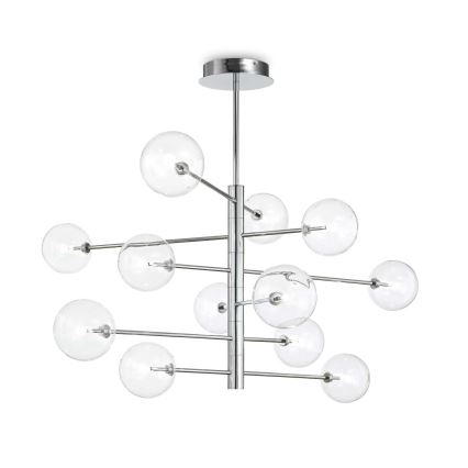 Ideal Lux - Світлодіодна люстра на штанзі EQUINOXE 12xG4/2W/230V діаметр 124 см глянцевий хром/прозорий