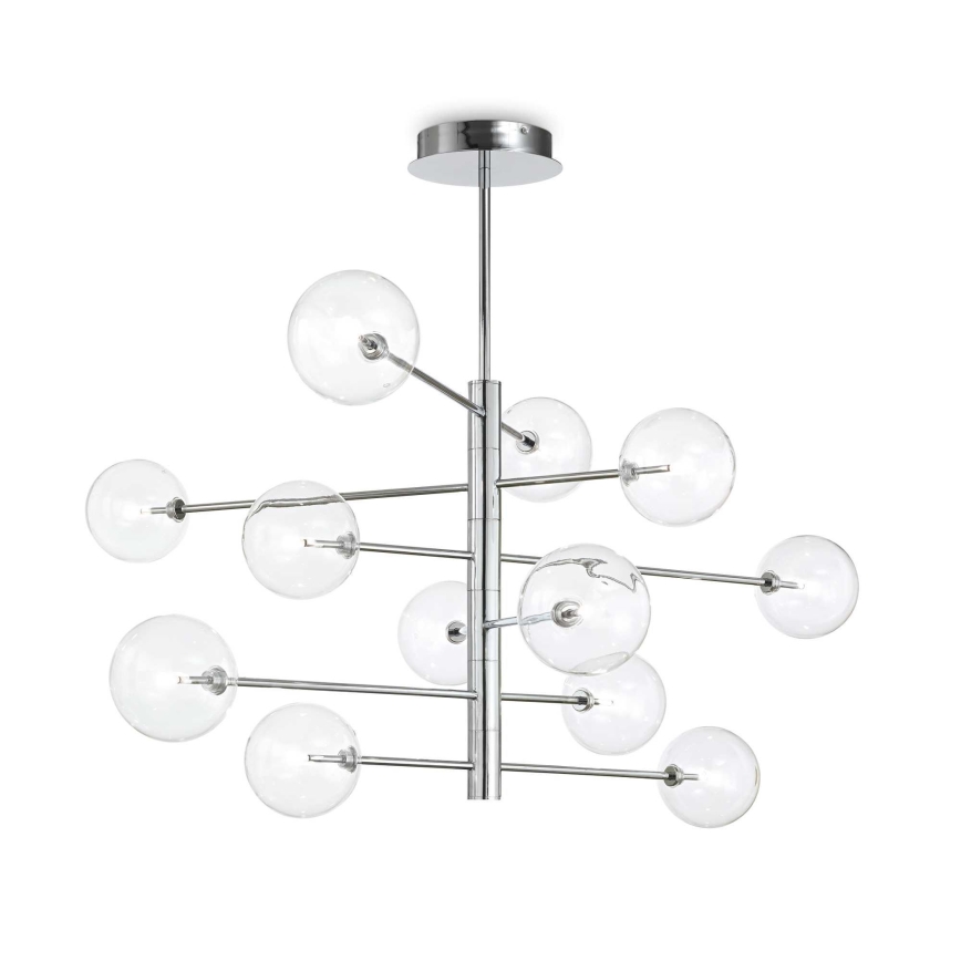 Ideal Lux - Світлодіодна люстра на штанзі EQUINOXE 12xG4/2W/230V діаметр 124 см глянцевий хром/прозорий