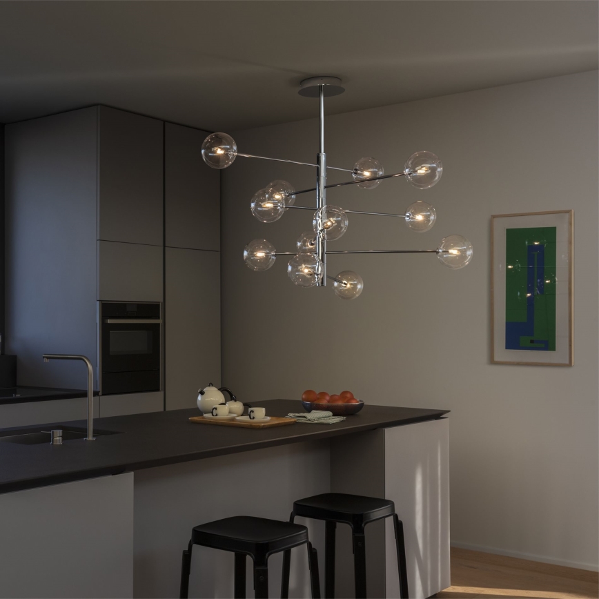 Ideal Lux - Світлодіодна люстра на штанзі EQUINOXE 12xG4/2W/230V діаметр 124 см глянцевий хром/прозорий