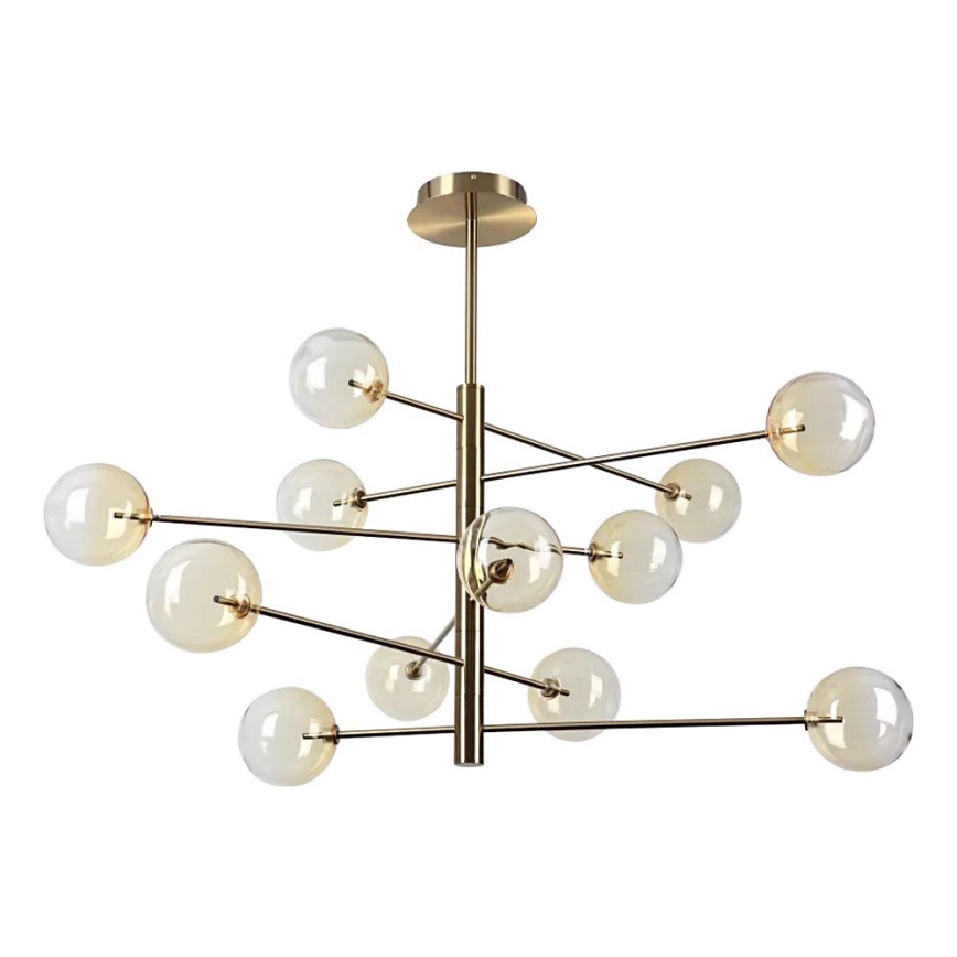 Ideal Lux - Світлодіодна люстра на штанзі EQUINOXE 12xG4/2W/230V діаметр 128,1 см латунь/димчастий