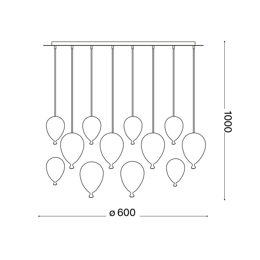 Ideal Lux - Світлодіодна підвісна люстра CLOWN 12xG9/3W/230V діаметр 60 см барвиста