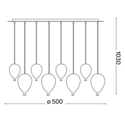 Ideal Lux - Світлодіодна підвісна люстра CLOWN 8xG9/3W/230V діаметр 50 см барвиста