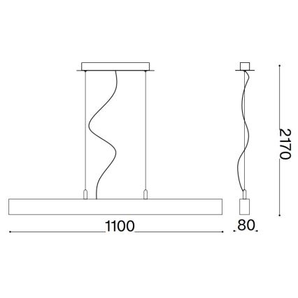 Ideal Lux - Світлодіодна підвісна люстра CRAFT LED/32W/230V CRI 90 бук