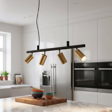 Ideal Lux - Світлодіодна підвісна люстра DYNAMITE 4xGU10/7W/230V CRI 90 чорний/латунь