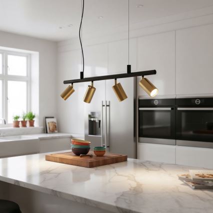 Ideal Lux - Світлодіодна підвісна люстра DYNAMITE 4xGU10/7W/230V CRI 90 чорний/латунь