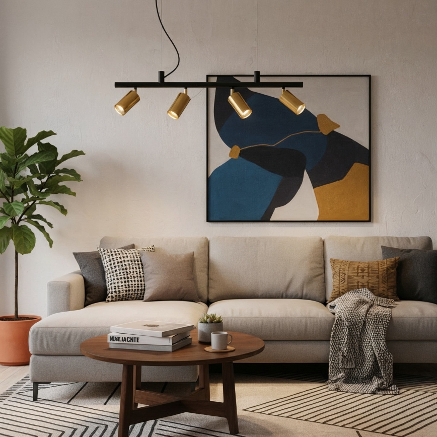 Ideal Lux - Світлодіодна підвісна люстра DYNAMITE 4xGU10/7W/230V CRI 90 чорний/латунь