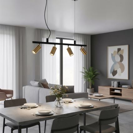 Ideal Lux - Світлодіодна підвісна люстра DYNAMITE 4xGU10/7W/230V CRI 90 чорний/латунь