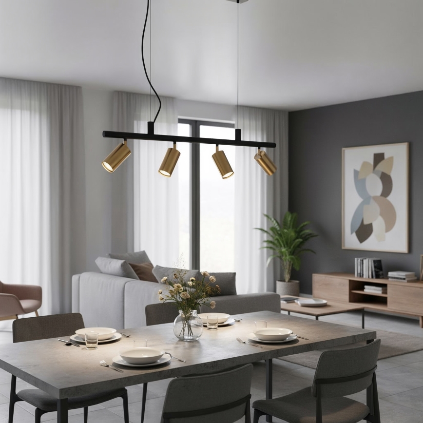 Ideal Lux - Світлодіодна підвісна люстра DYNAMITE 4xGU10/7W/230V CRI 90 чорний/латунь