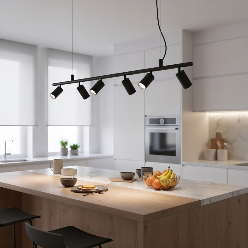 Ideal Lux - Світлодіодна підвісна люстра DYNAMITE 6xGU10/7W/230V CRI 90 чорний