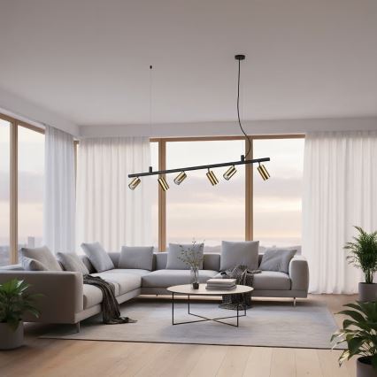 Ideal Lux - Світлодіодна підвісна люстра DYNAMITE 6xGU10/7W/230V CRI 90 чорний/латунь