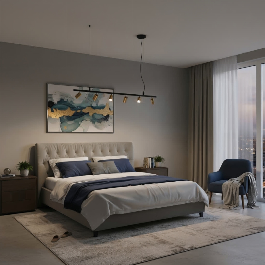 Ideal Lux - Світлодіодна підвісна люстра DYNAMITE 6xGU10/7W/230V CRI 90 чорний/латунь