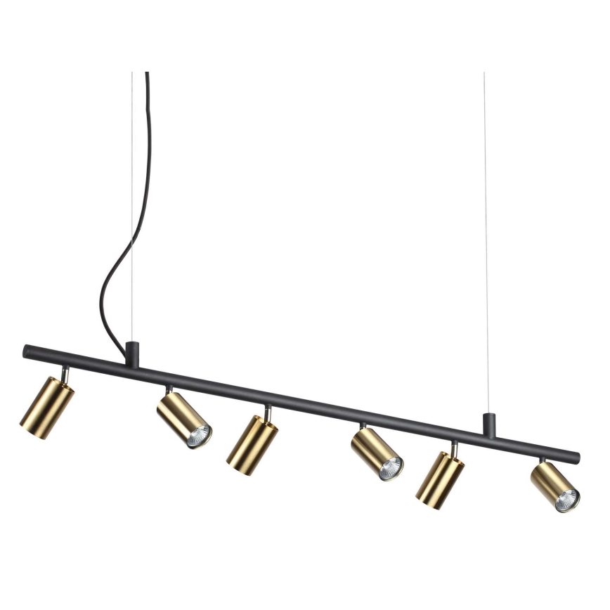 Ideal Lux - Світлодіодна підвісна люстра DYNAMITE 6xGU10/7W/230V CRI 90 чорний/латунь