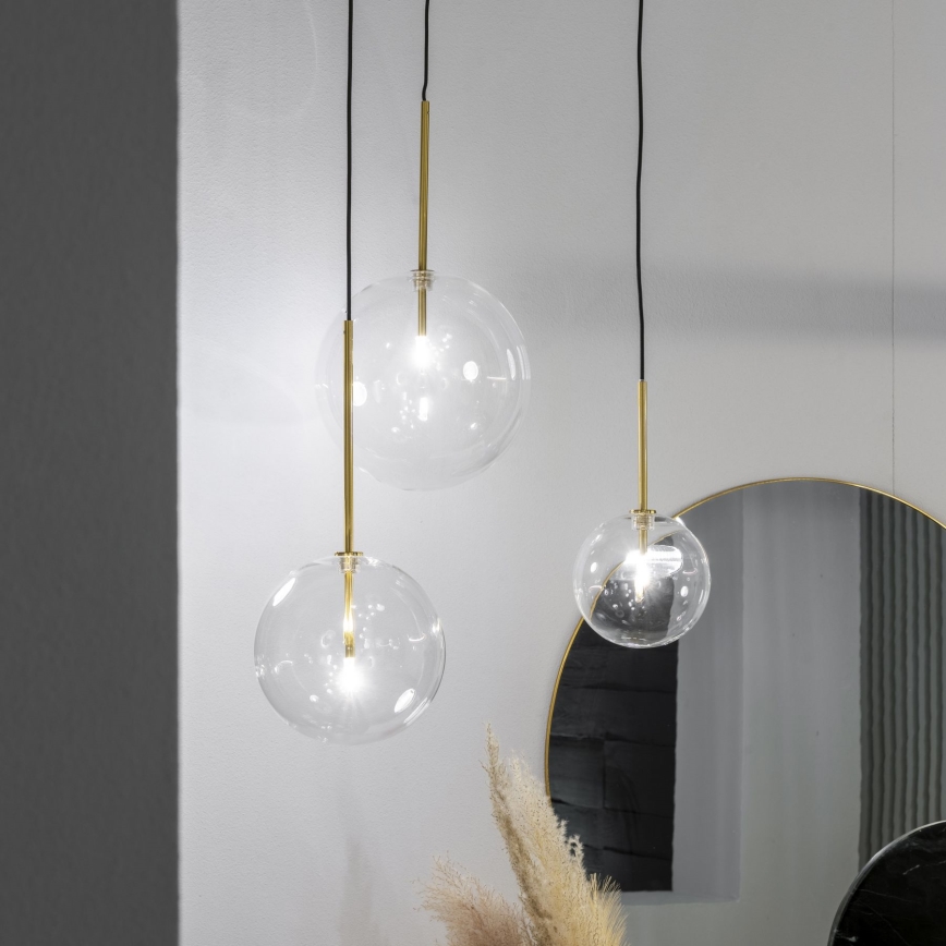 Ideal Lux - Світлодіодна підвісна люстра EQUINOXE 1xG4/2W/230V діаметр 25 см латунь/прозорий