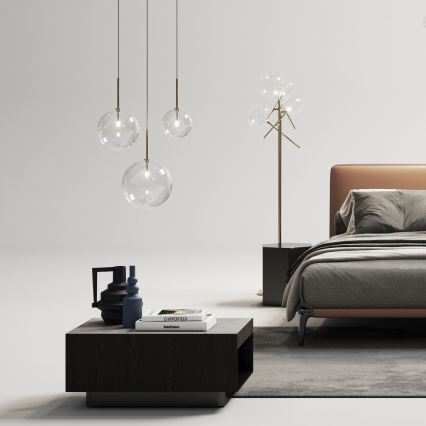 Ideal Lux - Світлодіодна підвісна люстра EQUINOXE 1xG4/2W/230V діаметр 25 см латунь/прозорий