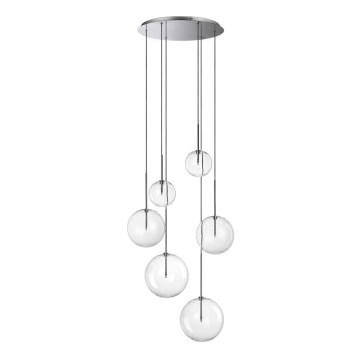 Ideal Lux - Світлодіодна підвісна люстра EQUINOXE 6xG4/2W/230V діаметр 65 см глянцевий хром/прозорий