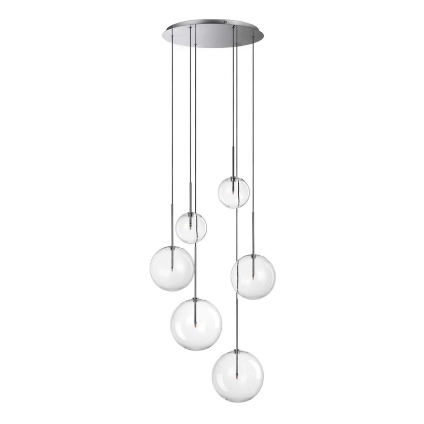 Ideal Lux - Світлодіодна підвісна люстра EQUINOXE 6xG4/2W/230V діаметр 65 см глянцевий хром/прозорий