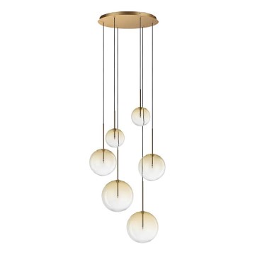 Ideal Lux - Світлодіодна підвісна люстра EQUINOXE 6xG4/2W/230V діаметр 65 см латунь/димчастий