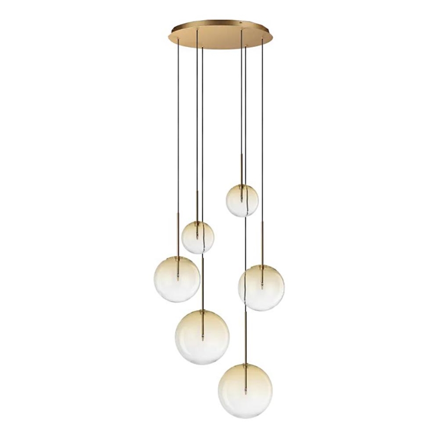 Ideal Lux - Світлодіодна підвісна люстра EQUINOXE 6xG4/2W/230V діаметр 65 см латунь/димчастий
