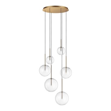 Ideal Lux - Світлодіодна підвісна люстра EQUINOXE 6xG4/2W/230V діаметр 65 см латунь/прозорий