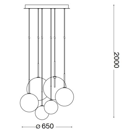 Ideal Lux - Світлодіодна підвісна люстра EQUINOXE 6xG4/2W/230V діаметр 65 см латунь/прозорий
