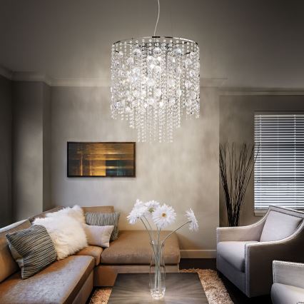 Ideal Lux - Кришталева підвісна LED люстра EVASIONE 10xG9/3W/230V діаметр 51 см глянцевий хром