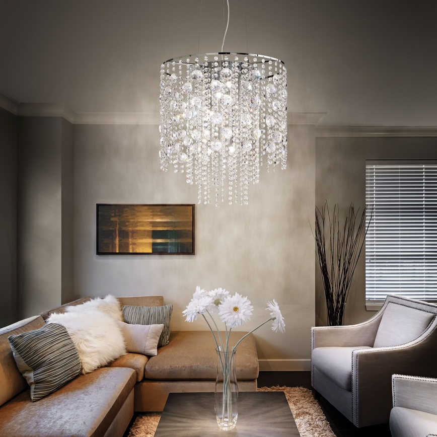 Ideal Lux - Кришталева підвісна LED люстра EVASIONE 10xG9/3W/230V діаметр 51 см глянцевий хром