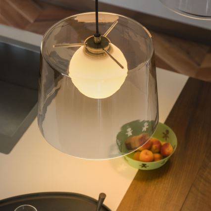 Ideal Lux - Світлодіодна підвісна люстра FADE 1xG9/3W/230V діаметр 27,3 см золотий/димчастий