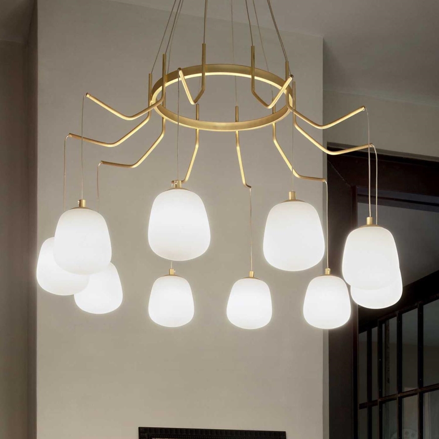 Ideal Lux - Світлодіодна підвісна люстра KAROUSEL 10xG9/3W/230V діаметр 82,5 см латунь