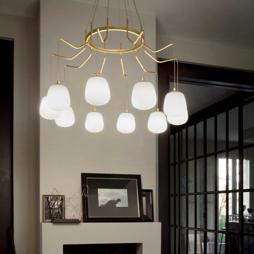 Ideal Lux - Світлодіодна підвісна люстра KAROUSEL 10xG9/3W/230V діаметр 82,5 см латунь