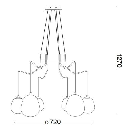 Ideal Lux - Світлодіодна підвісна люстра KAROUSEL 6xG9/3W/230V діаметр 72 см латунь
