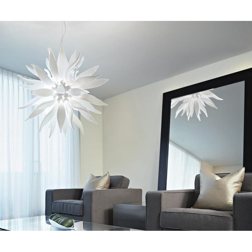 Ideal Lux - Світлодіодна підвісна люстра LEAVES 12xG9/3W/230V діаметр 80 см білий
