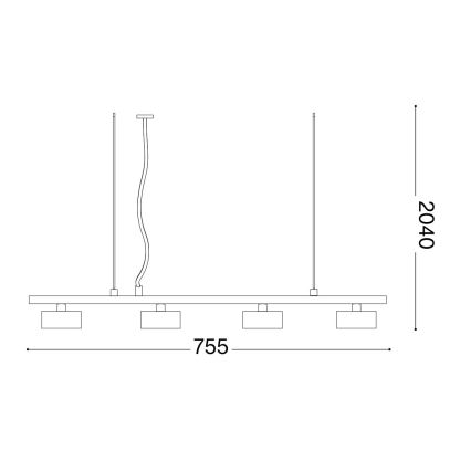 Ideal Lux - Світлодіодна підвісна люстра MINOR 4xGX53/9W/230V 75,5 см чорний