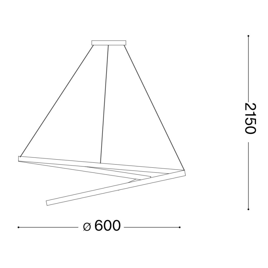 Ideal Lux - Світлодіодна підвісна люстра OZ LED/47W/230V діаметр 60 см CRI 90 чорний