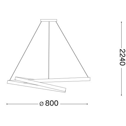 Ideal Lux - Світлодіодна підвісна люстра OZ LED/52W/230V діаметр 80 см CRI 90 чорний