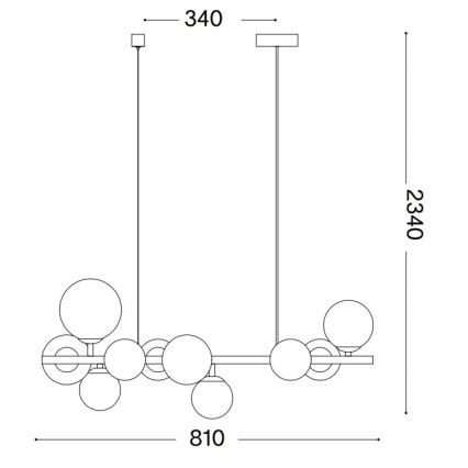 Ideal Lux - Світлодіодна підвісна люстра PERLAGE 10xG9/3W/230V 81 см чорний/димчастий