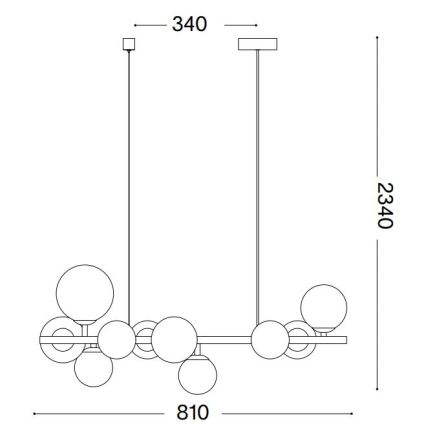 Ideal Lux - Світлодіодна підвісна люстра PERLAGE 10xG9/3W/230V 81 см золотий/димчастий