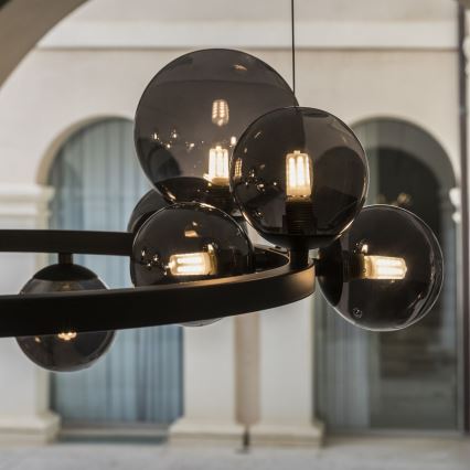 Ideal Lux - Світлодіодна підвісна люстра PERLAGE 11xG9/3W/230V діаметр 73 см чорний/димчастий