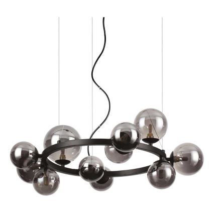 Ideal Lux - Світлодіодна підвісна люстра PERLAGE 11xG9/3W/230V діаметр 73 см чорний/димчастий