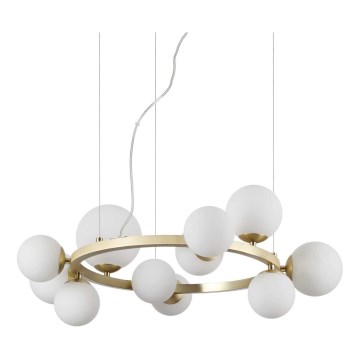 Ideal Lux - Світлодіодна підвісна люстра PERLAGE 11xG9/3W/230V діаметр 73 см золотий/білий