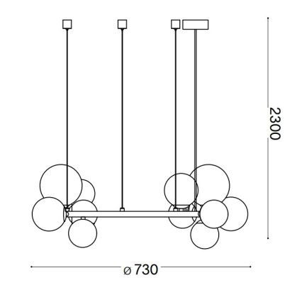 Ideal Lux - Світлодіодна підвісна люстра PERLAGE 11xG9/3W/230V діаметр 73 см золотий/димчастий